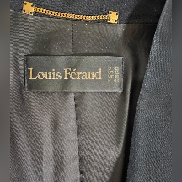 Vintage Louis Feraud Double-Breasted Wool Coat Midnight Blue Size 12 - Picture 3 of 15